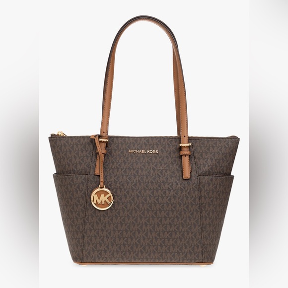 Women’s Handbag MICHAEL KORS Jet Set Leather Tote Brown Acorn AUTHENTIC NWT - Picture 2 of 11